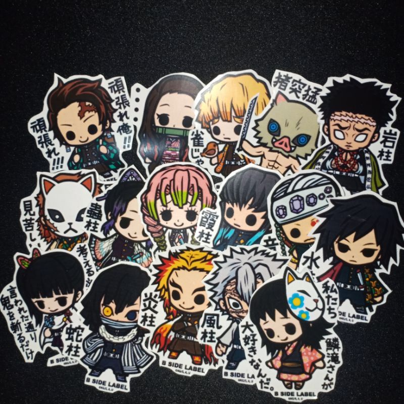 Kimetsu No Yaiba Stickers Sets Pack 1 - 16 Stickers (Premium Glossy Sticker Vinyl = Waterproof + Dus