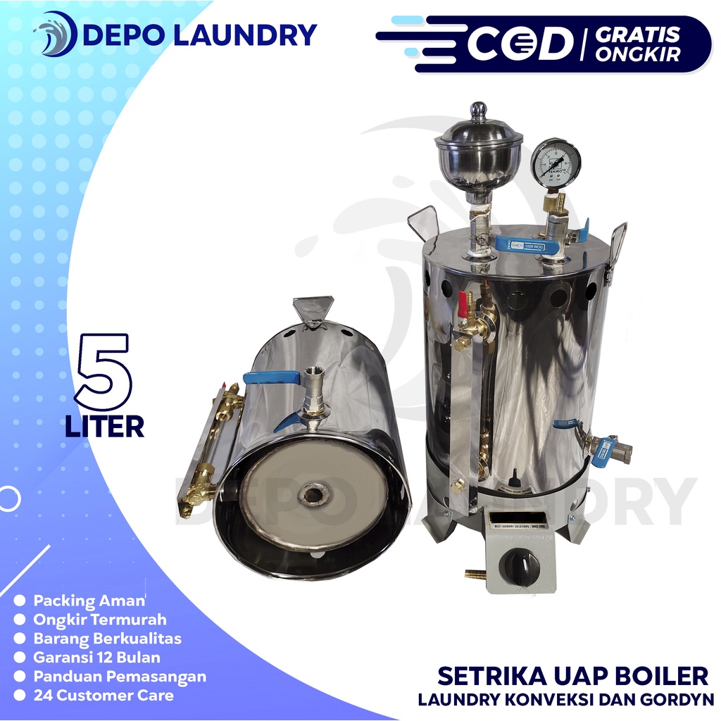 FREE ONGKIR Boiler Setrika Uap gas 5 Liter Stainless