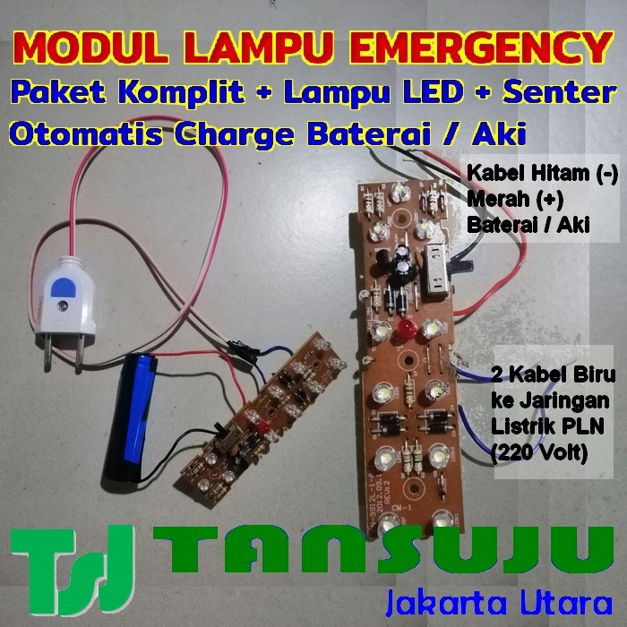 Modul Lampu Darurat Emergency Lengkap Super Terang Otomatis Charge