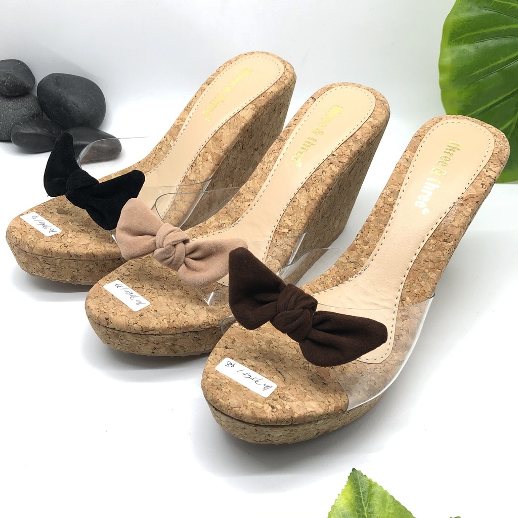 Sandal Wedges Three &amp; Three Variasi Pita 7565