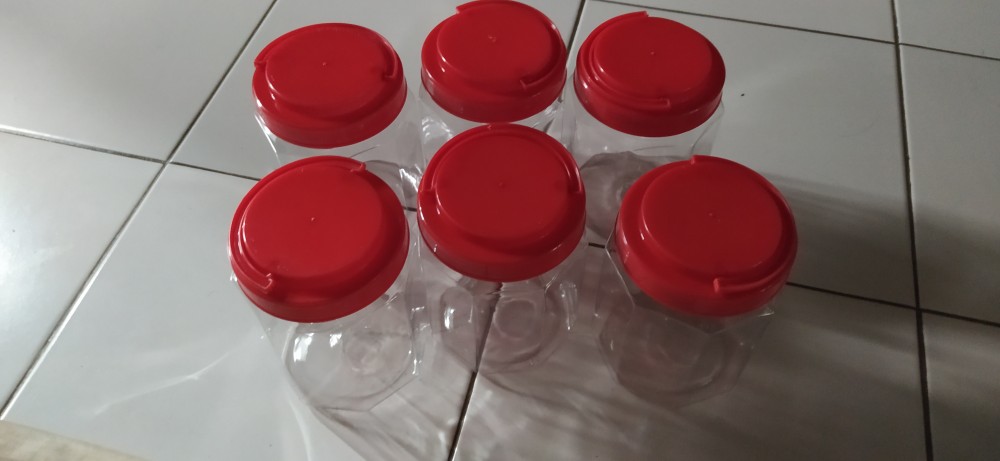 Toples/jar Plastik Gagang/ Hexagonal/segi Delapan 1 Liter