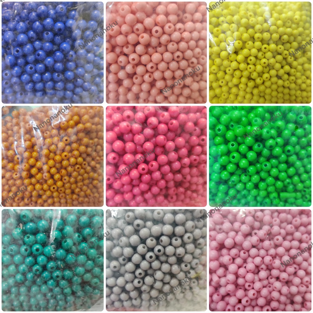 [90 gram] Mote Plastik Bulat 6 mm / Manik Susu Craft DIY