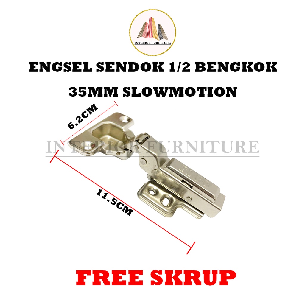 Engsel Lemari Engsel Sendok 35 MM Slow Motion Soft Close Clip On Hidrolik