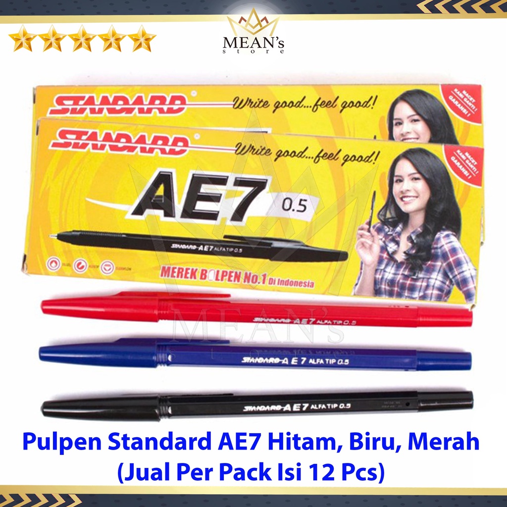 

Pulpen Standard AE7 / Pen AE7 Hitam Biru Merah