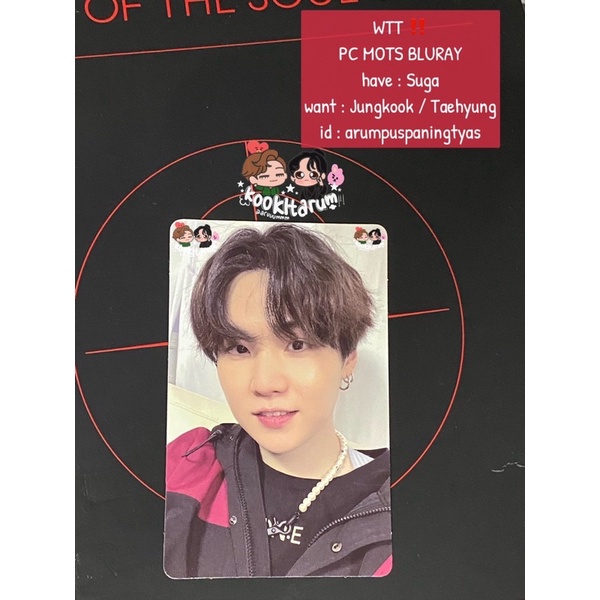 WTT MOTS One Bluray BR Suga PC Yoongi Photocard to Jungkook JK Taehyung BTS Map of the Soul On:e Blu