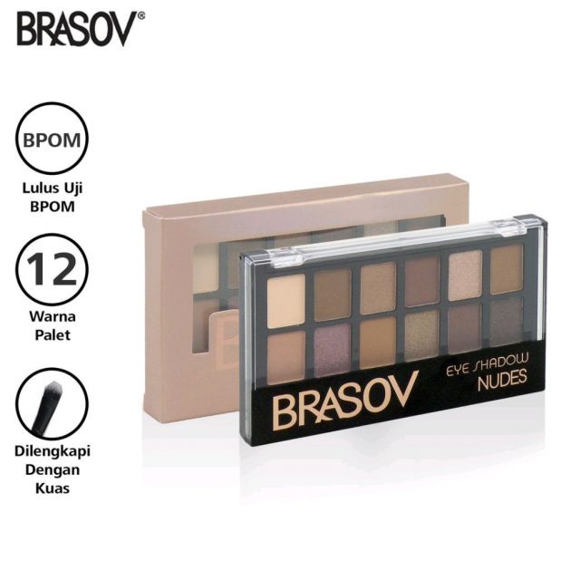 ❤ RATU ❤ Brasov Eyeshadow Nude 12 Colors | Palet Eye Shadow Make Up BPOM✔️