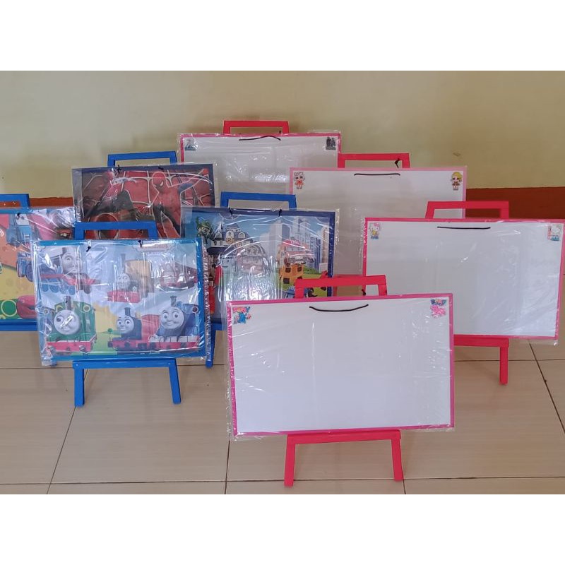 papan tulis dan penyangga kayu/papan tulis anak lengkap dengan kaki/white board/papan putih/papan tulis satu set/alat tulis anak/papan tulis ukuran 30x50