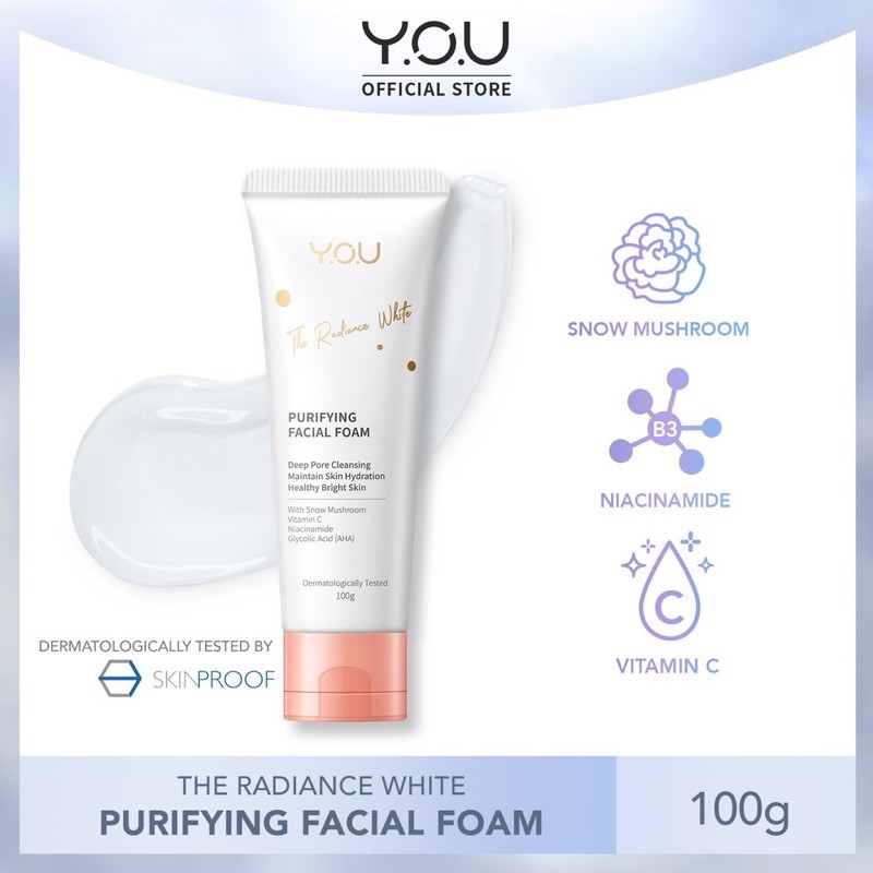 YOU Radiance Glow Purifying Facial Foam | Brightening Vitamin C Niacinamide | Amino Gentle Cleansing | Mencerahkan ( YOU MAKEUPS OFFICIAL STORE )