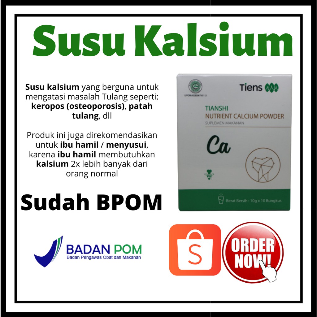 

Susu Kalsium Peninggi badan / ibu hamil / Osteoporosis Patah tulang Tiens / Tianshi - NHCP