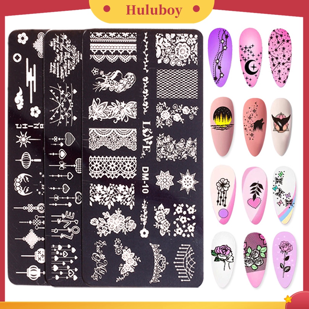 Huluboy Huluboy♡ Plat Stempel Kuku Bahan Stainless Steel Reusable Untuk Nail Art DIY