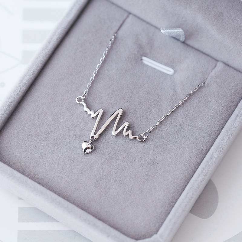 [Ready Stock]Fashion Creative ECG Silver Necklace Pendant