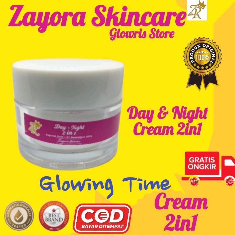 Krim Pemutih Glowing Siang Dan Malam 2in1 / Cream Pemutih Wajah Day 2in1 New Pakaging