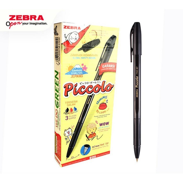 

Ballpoint Piccolo Zebra 0.7 mm / Ballpoint Semi Gel Ink Zebra / Ballpoint Tutup Hitam 0.7 mm