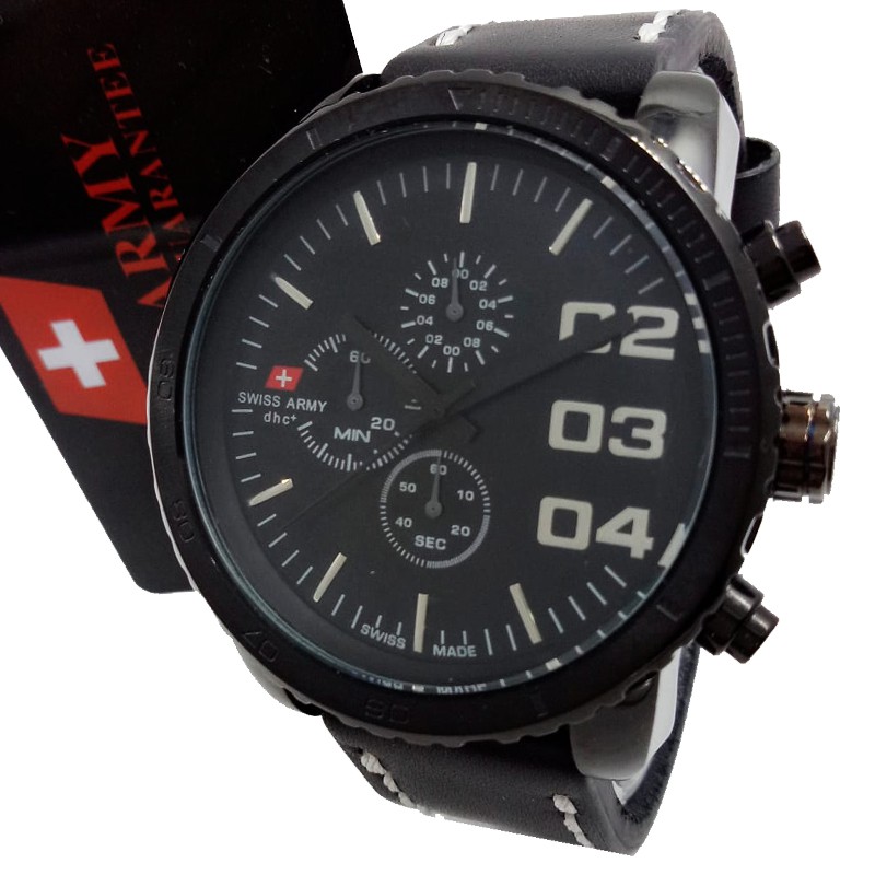 Jam Tangan Original Swiss Army SA8802 - Hitam Strip Putih