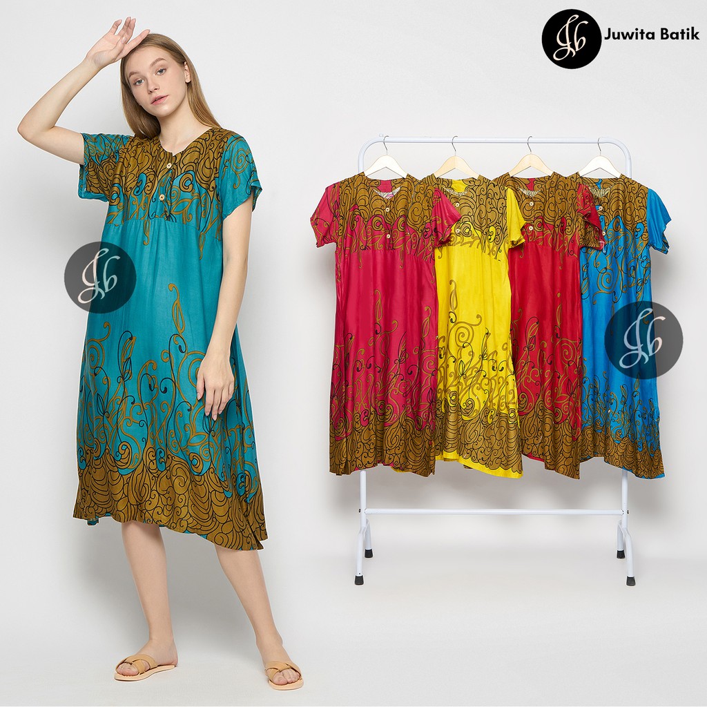 Juwita Batik Store - Daster Payung Busui Bumil Motif Tatto Seri Warna / Baju Tidur Santai Wanita