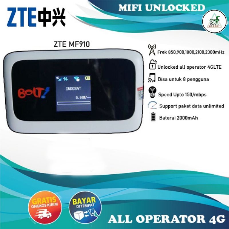 Modem Wifi Mifi Bolt Hydra Zte Mf910 Unlock All Operator 4G