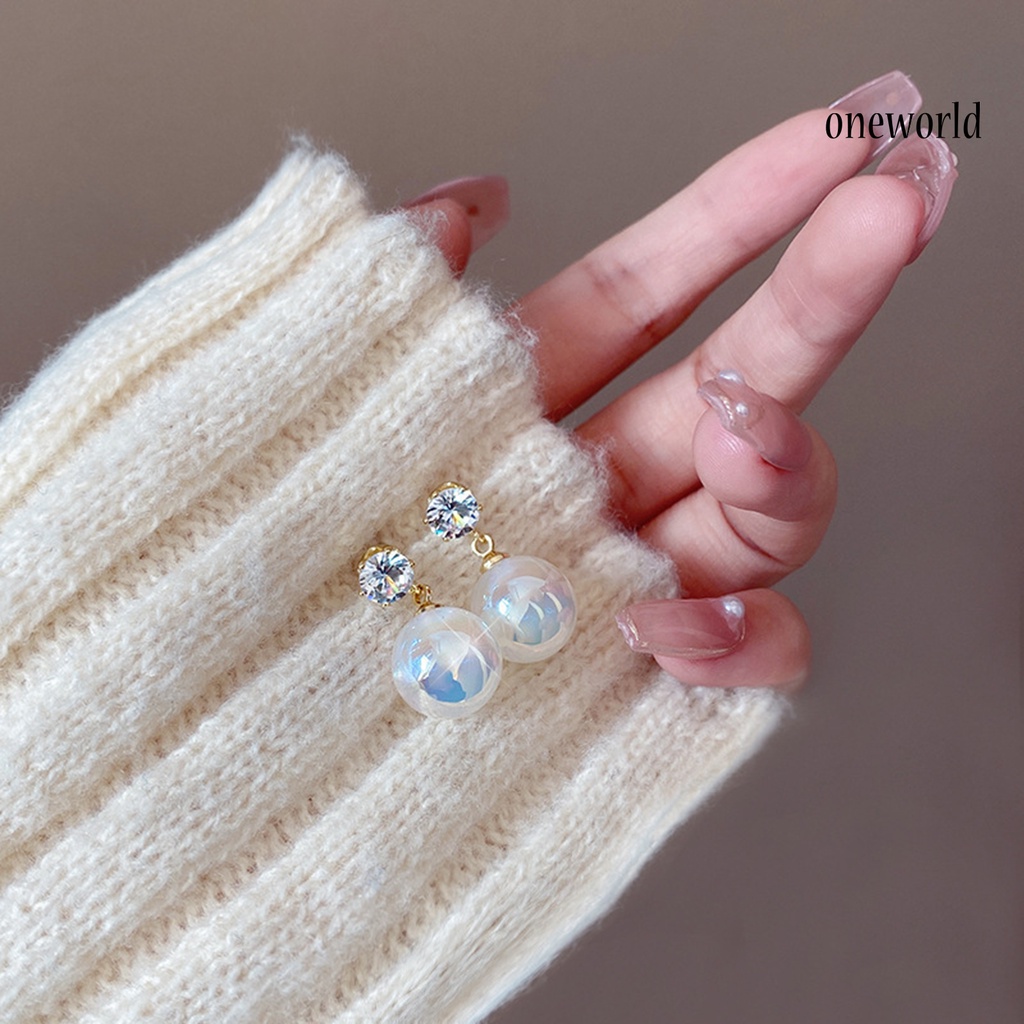 1 Pasang Anting Mutiara Imitasi Bentuk Mermaid Bahan Tembaga