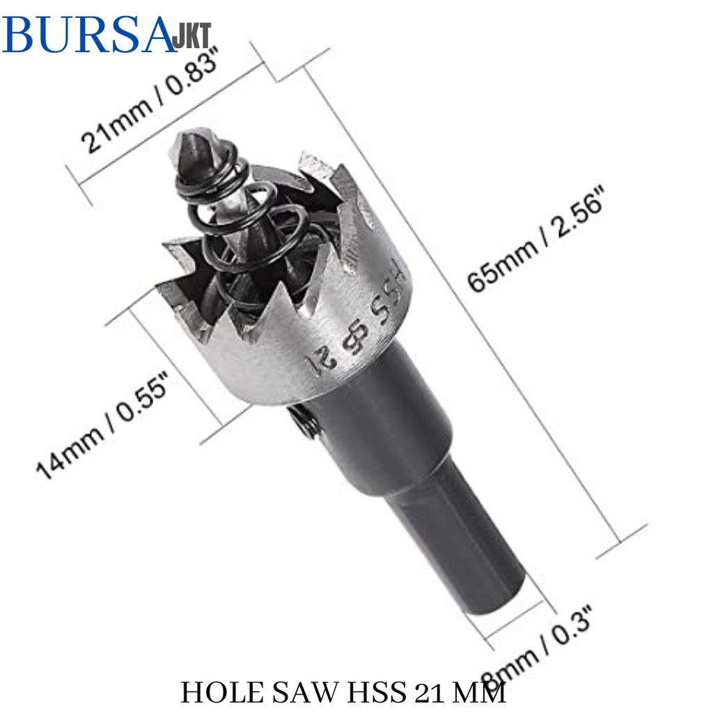 MATA BOR HOLE SAW STAINLESS STEEL PELUBANG BESI PLATE METAL DRILLING LOGAM 21 MM