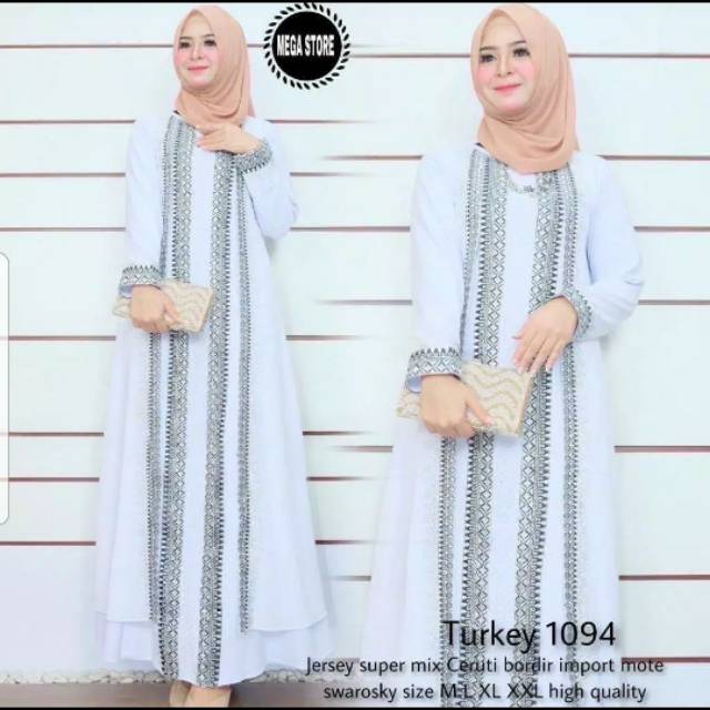 Abaya turkey,zolaqu biru dan 2 setelan anak