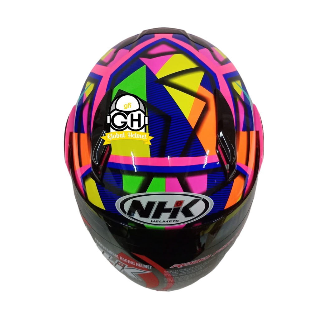 Helm NHK R7 Aurora Pink Flo Half Face Single Visor Rainbow - Helem Motor SNI DOT Touring Dewasa Pria Wanita Cewek Cowok Helmet Keren Terbaru Original