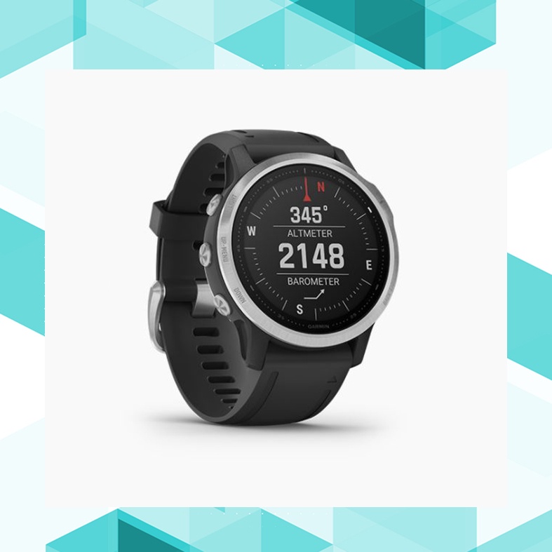 GARMIN Fenix 6S - Silver With  Black Band Smartwatch Running Fitnes Tracke Garansi Resmi 2 Tahun TAM