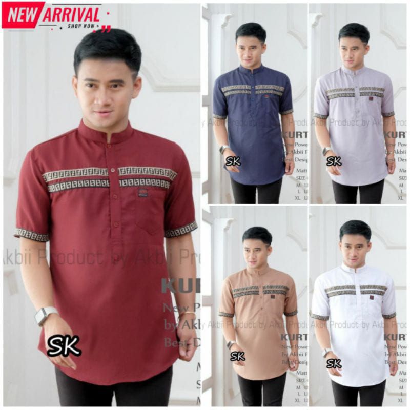 Baju Koko Kurta Pria Dewasa Lengan Pendek Material Catton Adem Serap Keringat