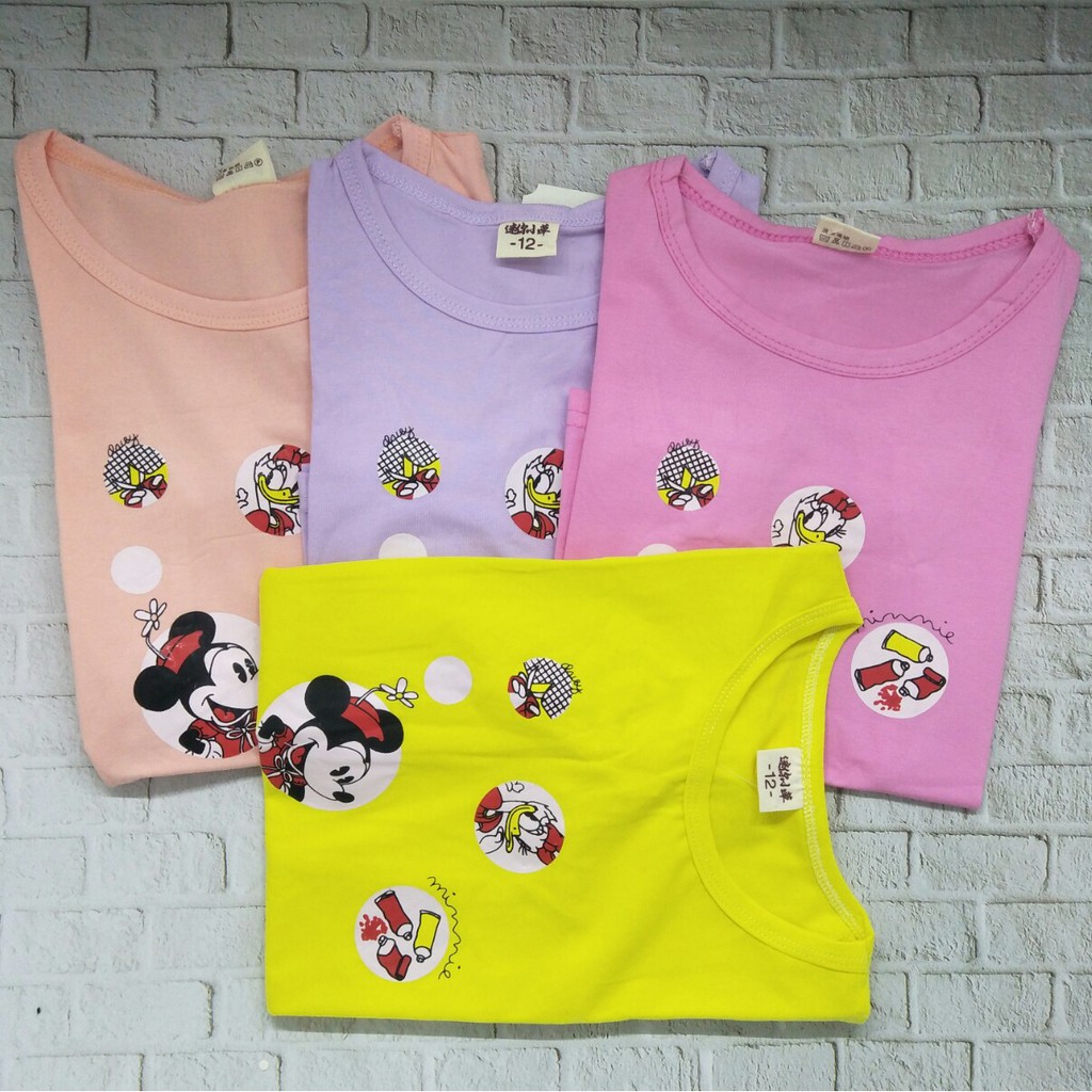 Kaos / Baju anak perempuan unisex murah usia 1-5thn 100% import gambar MINIE DUCK