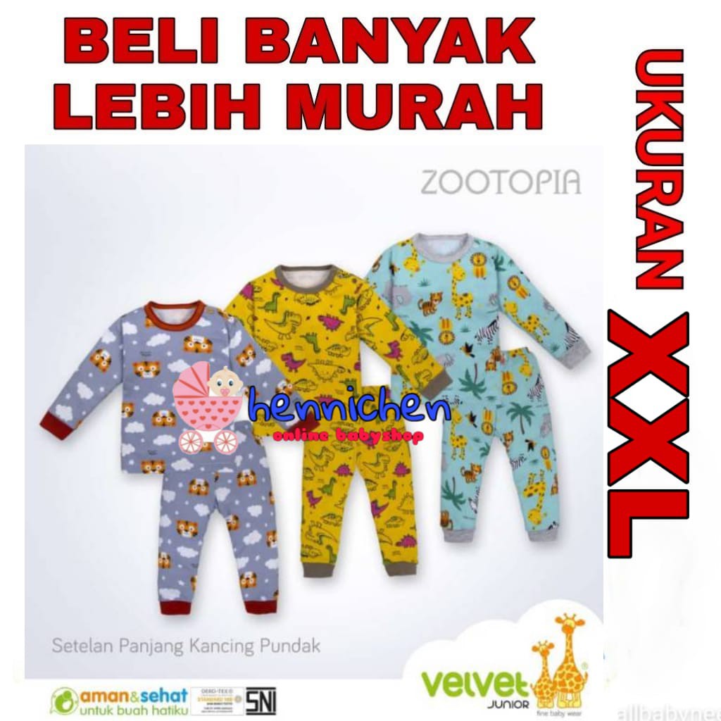 Velvet junior setelan piyama  PANJANG XXL SNI TANPA RIB / DENGAN RIB