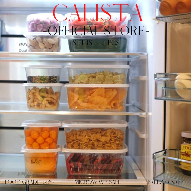 TOPLES SET BENING CALISTA OITA PUTIH TRANSPARANT PREMIUM SET ISI 10PCS TEMPAT WADAH PENYIMPANAN MAKANAN FOOD PREPARATION PREP CONTAINER KULKAS SET