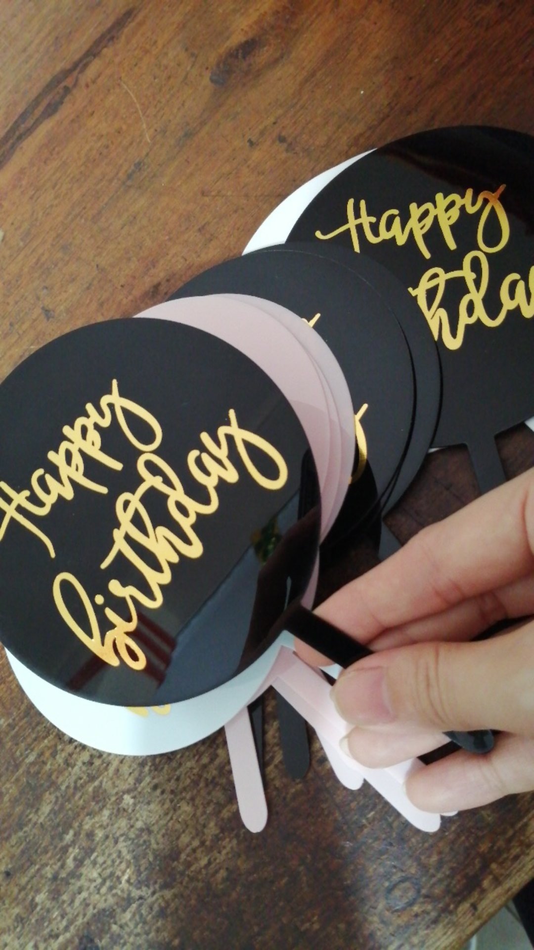 perlengkapan Pesta Ulang Tahun Dekorasi Kue Akrilik Emas Silvery Cupcake --b1