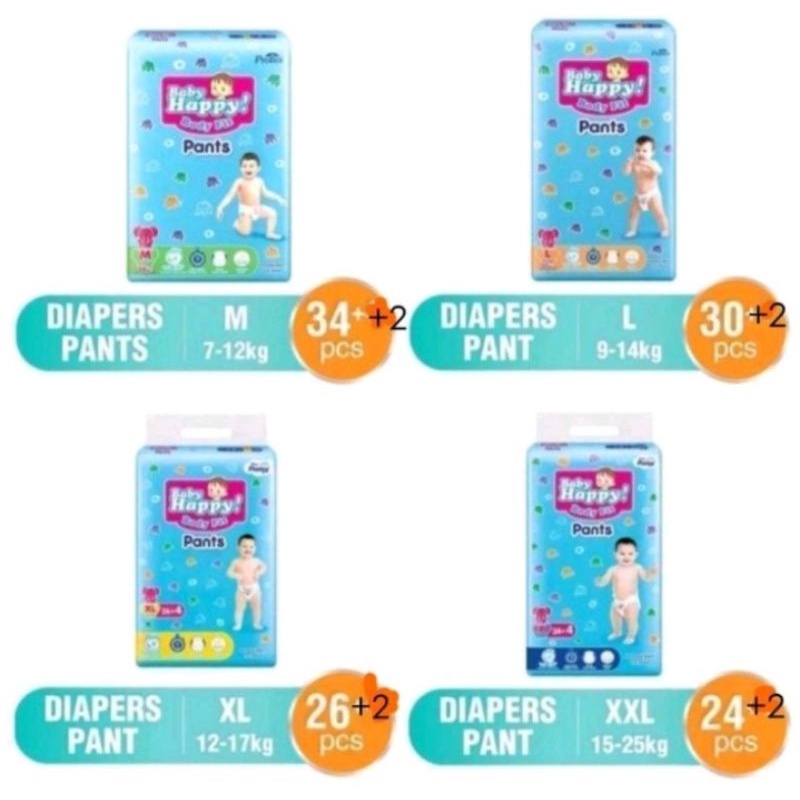 BABY HAPPY BODY PANTS M34+2/ L30+2/ XL26+2/ XXL24+2