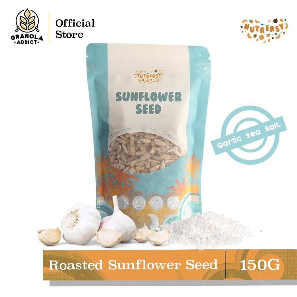 

Granola Addict - Nutreasy Roasted Sunflower Seed (Garlic Sea Salt) / Kuaci Rasa Asin Bawang 150G