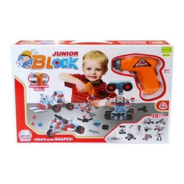 MO - JUNIOR BLOCKS - mainan bor anak balita toddler boy girl lego bongkar pasang cowok puzzle
