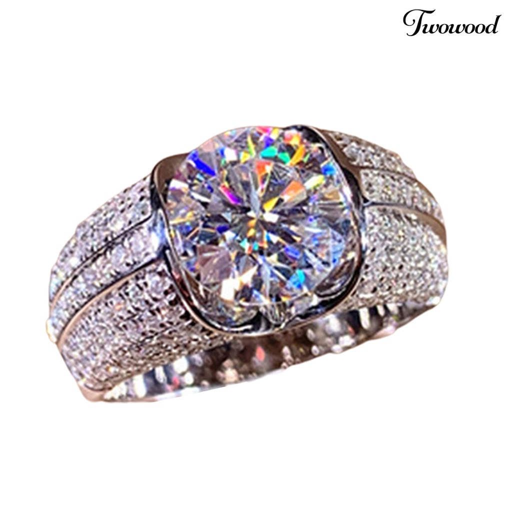 Cincin Cubic Zirconia Bahan Alloy Model Simple Untuk Wanita