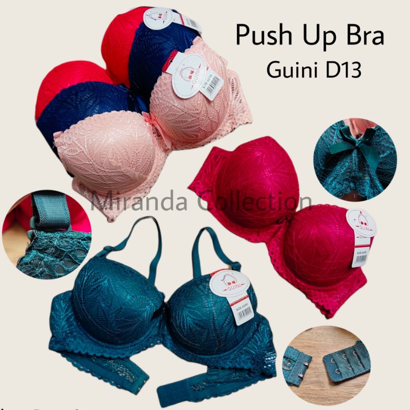BH / Bra Push Up Busa Tebal Kait 2 Berkawat Bahan Brukat - Guini D13