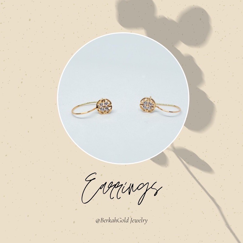 anting emas midel bulat permata 6 karat