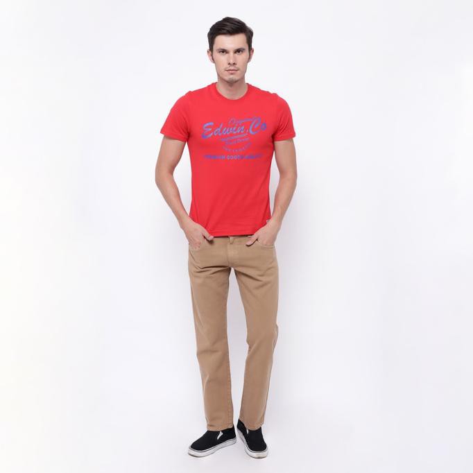 New Product Edwin Celana Jeans Reguler Fit Pria Panjang Coklat Muda 506-72-Khaky Free Ongkir