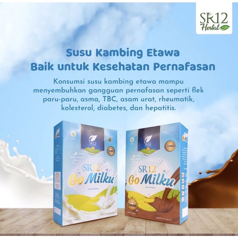 

GO MILKU SR12 HERBAL|SUSU KAMBING ETAWA BUBUK|BPOM, HALAL,GMP