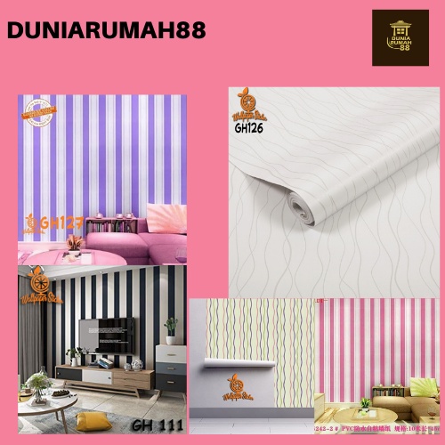 Wallpaper Dinding GH Ukuran 45cm x 8m Motif Salur