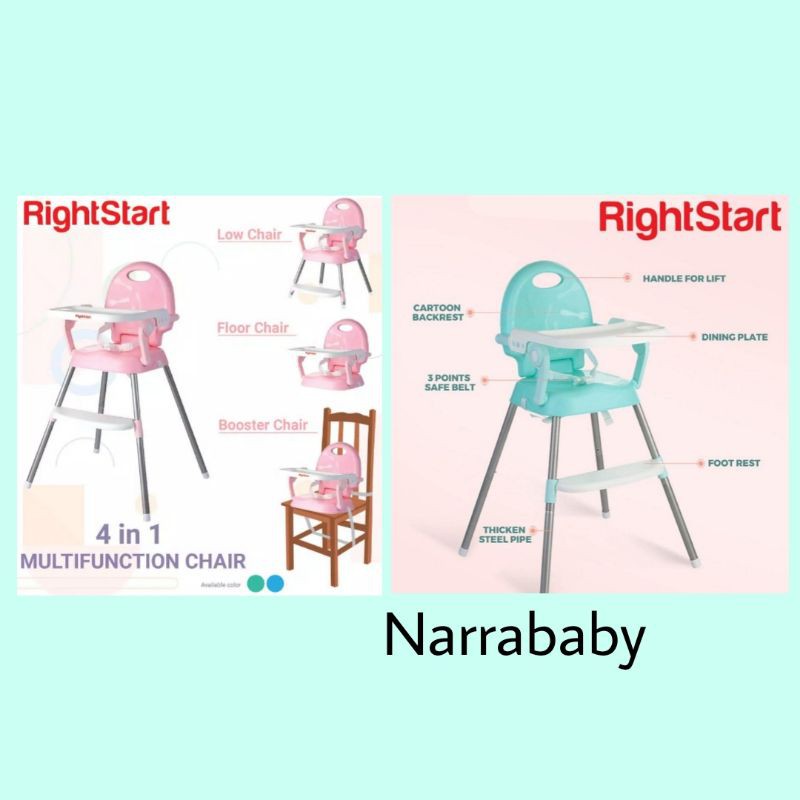 Kursi Makan Anak Bayi High Chair / Baby Booster / Baby Chair Right Start 4 in 1 HC 2378 Multifunction