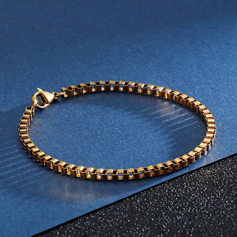 GELANG TANGAN TITANIUM PRIA WANITA MODEL ITALI GOLD SILVER STAINLESS STEEL