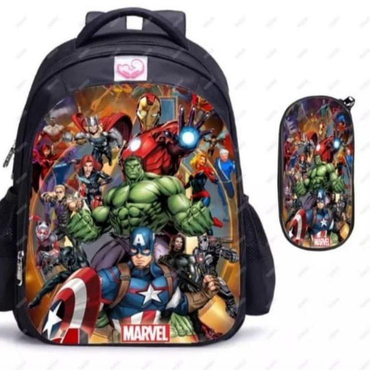 SALEE.. Tas Ransel Sekolah Anak SD TK Paud Laki Laki Karakter Avenger Marvel Captain Amerika Airon M