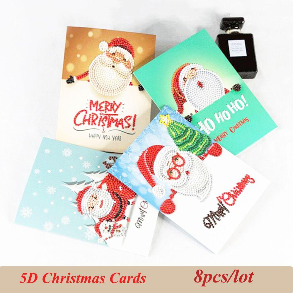 Solighter 8pcs/lot Kartu Undangan Hadiah Natal Merry Christmas Handmade Xmas Postcards