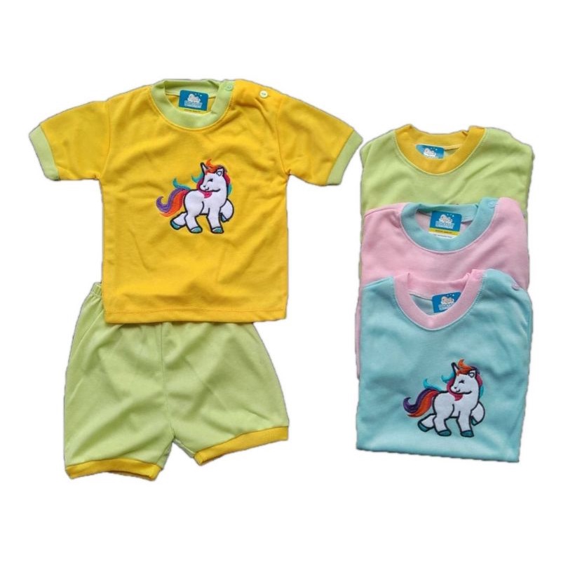 SETELAN BAJU BAYI TANGAN PENDEK UNICORN