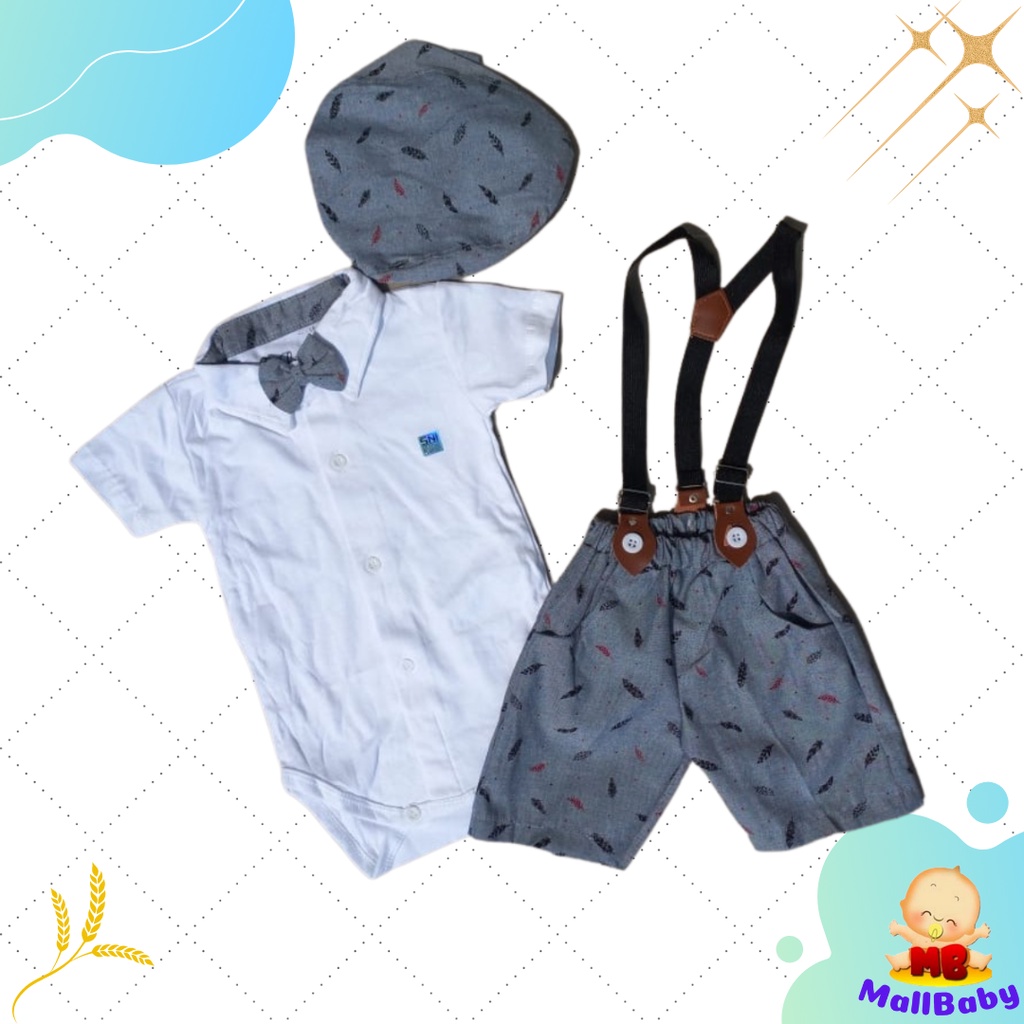 Baju Bayi Laki Laki 0 3 6 9 12 Bulan Setelan Jumper Anak Bayi Cowok Tuxedo Jas Bayi Topi Suspender