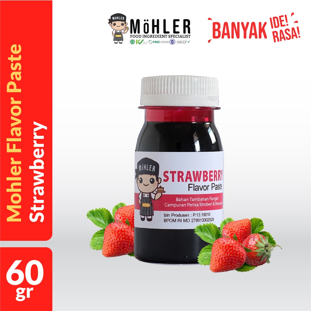 MOHLER Pasta perisa pewarna STRAWBERRY (KLIK KOMBO HEMAT UNTUK BELI 1 GRATIS 1)