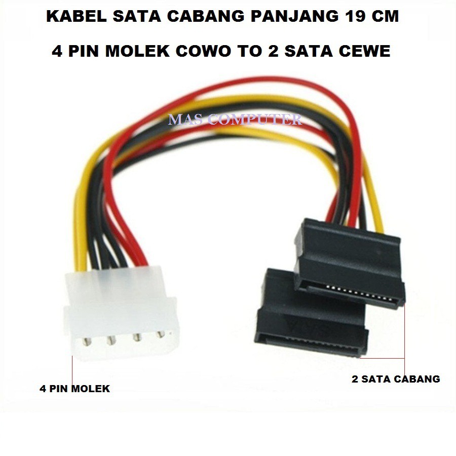 Kabel sata cabang /Kabel power sata cabang / kabel molek 4 pin to sata