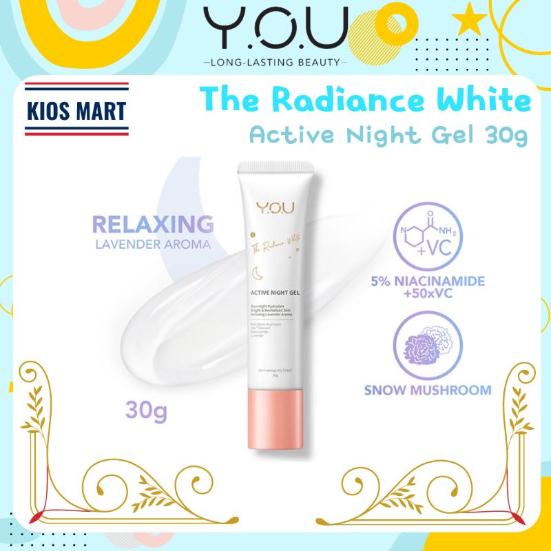 Kosmetik You The Radiance White Active Night Gel 30gr / Pelembab Wajah Malam