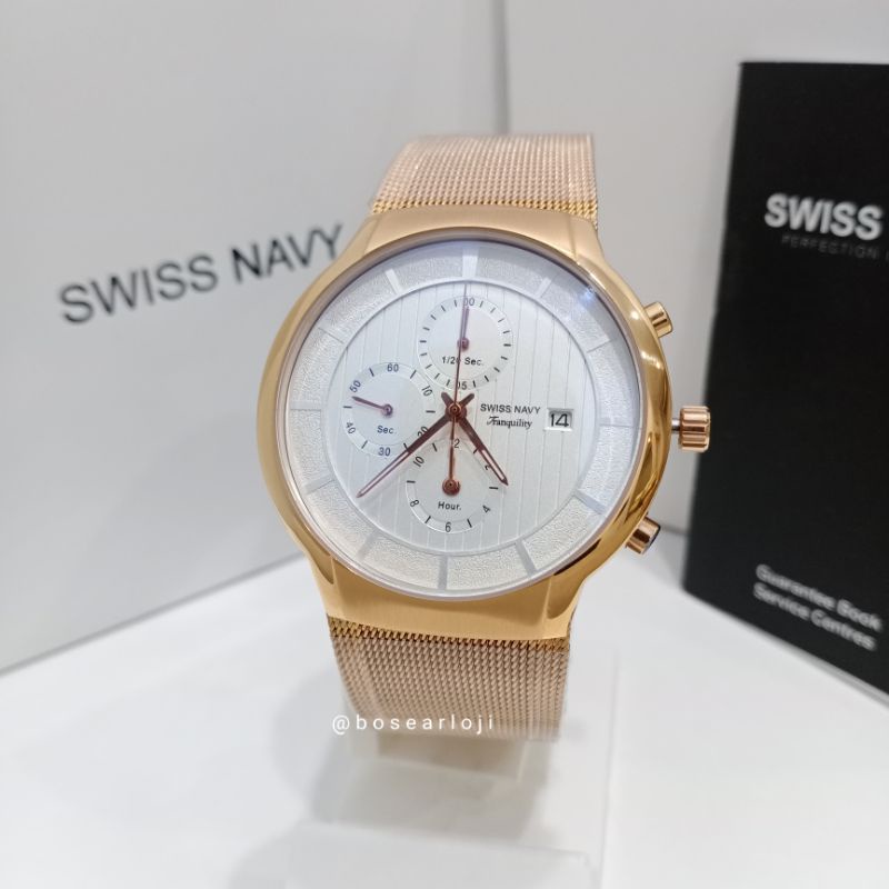 JAM TANGAN PRIA SWISS NAVY SN6808 ROSEGOLD ORIGINAL