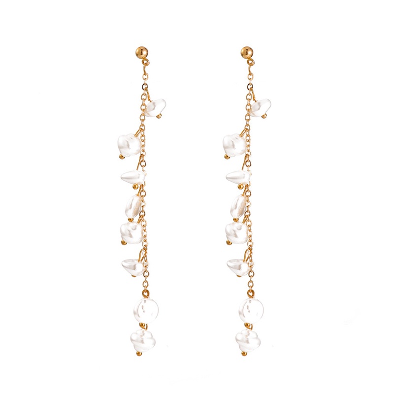 Anting Gantung Panjang Model Rumbai Dengan Kristal + Mutiara Untuk Wanita